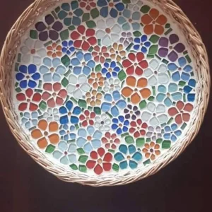 Round Damascus Mosaic Tray